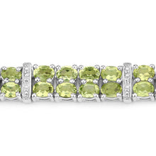 Load image into Gallery viewer, 12.97 Carat Genuine Peridot and White Topaz .925 Sterling Silver Bracelet