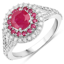 Load image into Gallery viewer, 1.95 Carat Genuine Ruby and White Diamond 14K White Gold Ring