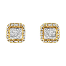将图片加载到图库查看器,10KT Yellow Gold Diamond Stud Earrings (1/2 cttw, H-I Color, SI2-I1 Clarity)
