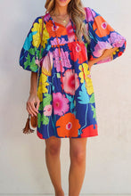Load image into Gallery viewer, Modern Floral Print Tie Neck Dress Elegant & Timeless Colorful Dress
