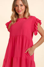 将图片加载到图库查看器,Full Size Smocking Ruffle Short Sleeve Dress with Pockets For Women – Flattering Smocked Dress, Ruffle Short Sleeve Dress, Practical Pocketed Dress, Chic Ruffle Dress, Smocked Waist Dress, Stylish Short Sleeve Dress