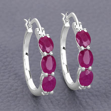 Load image into Gallery viewer, 1.81 Carat Genuine Ruby and White Diamond .925 Sterling Silver Earrings