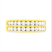 将图片加载到图库查看器,10K Yellow Gold Two-Row Diamond Band Ring (1 Cttw, J-K Color, I1-I2 Clarity) - Size 6