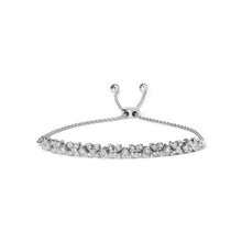 Load image into Gallery viewer, .925 Sterling Silver 1/4 Cttw Diamond Marquise Shaped Link 4"-10" Adjustable Bolo Bracelet (I-J Color, I1-I2 Clarity)