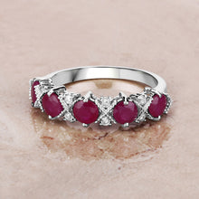 Load image into Gallery viewer, 1.61 Carat Genuine Ruby and White Diamond 14K White Gold Ring