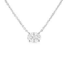 将图片加载到图库查看器,14K White Gold 1/2 Cttw Lab Grown Oval Shape Solitaire Diamond East West 18" Pendant Necklace (E-F Color, VS1-VS2 Clarity)
