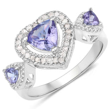 Load image into Gallery viewer, 1.09 Carat Genuine Tanzanite and White Diamond .925 Sterling Silver Ring