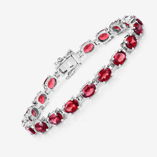 Load image into Gallery viewer, 15.30 Carat Genuine Garnet .925 Sterling Silver Bracelet