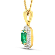 Load image into Gallery viewer, 1.50 Carat Genuine Zambian Emerald and White Diamond 14K Yellow Gold Pendant