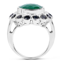 Load image into Gallery viewer, 6.88 Carat Dyed Emerald & Blue Sapphire .925 Sterling Silver Ring