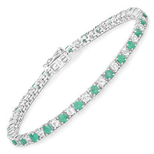 Load image into Gallery viewer, 5.77 Carat Genuine Emerald and White Topaz .925 Sterling Silver Bracelet