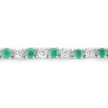 Load image into Gallery viewer, 5.77 Carat Genuine Emerald and White Topaz .925 Sterling Silver Bracelet
