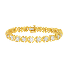 Load image into Gallery viewer, 10K Yellow Gold Plated Sterling Silver 2 cttw Diamond "XOXO" Bracelet (J-K Clarity, I1-I2 Color) - Size 7.25"