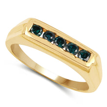 Load image into Gallery viewer, 14K Yellow Gold Plated 0.50 Carat Genuine Blue Diamond .925 Sterling Silver Ring