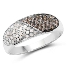 Load image into Gallery viewer, 0.32 Carat Genuine Champagne Diamond and White Diamond .925 Sterling Silver Ring