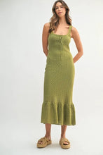 Load image into Gallery viewer, Ruffled Hem Sleeveless Crochet Knit Midi Dress For Women – Crochet Knit Dress, Unique Ruffled Hem Dress, Sleeveless Midi Dress, Summer Midi Dress, Elegant Crochet Dress