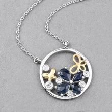 Load image into Gallery viewer, 1.41 Carat Genuine Blue Sapphire and White Topaz .925 Sterling Silver Pendant
