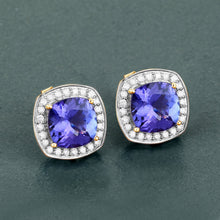 Load image into Gallery viewer, 5.98 Carat Genuine Tanzanite and White Diamond 14K Yellow Gold Earrings