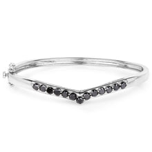 将图片加载到图库查看器,2.28 Carat Genuine Black Diamond .925 Sterling Silver Bangle