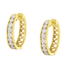 Load image into Gallery viewer, 10KT Yellow and White Gold Diamond Hoop Earring (1/2 cttw, J-K Color, I2-I3 Clarity)