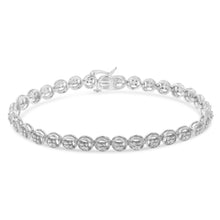 将图片加载到图库查看器,14K Rose Gold Over .925 Sterling Silver 1/4 Cttw Diamond 7" Open Circle Wheel Link Tennis Bracelet (I-J Color, I2-I3 Clarity)