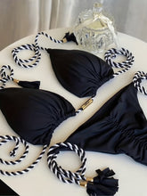 将图片加载到图库查看器,New Festival Flame Halter Bikini Set for Women – Triangle V-Neck Backless Two-Piece Swimsuit with Tie Side Bottoms & Adjustable Lace-Up Fit – Sleek Polyamide Swimwear for Koningsdag/King’s Day & Summer Beach Celebrations