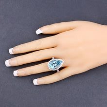 Load image into Gallery viewer, 13.42 Carat Genuine Aquamarine and White Diamond 14K White Gold Ring