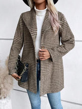 Load image into Gallery viewer, Women's Plaid Collared Neck Buttoned Long Sleeve Jacket – Classic & Lightweight Outerwear for Everyday Wear