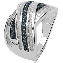 Load image into Gallery viewer, 1.02 Carat Genuine Blue Diamond & White Diamond .925 Sterling Silver Ring