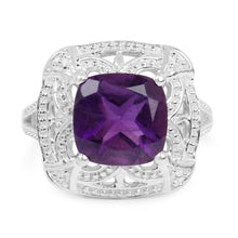 Load image into Gallery viewer, 4.35 Carat Genuine Amethyst .925 Sterling Silver Ring