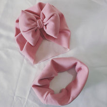 Load image into Gallery viewer, Baby Cotton Hat Autumn Winter Children Scarf Hat Sets Bowknot Ear Baby Girl Boy Warm Beanies Cap Neck Warmer Scarf Fleece Balaclava Hood Ski Mask Cold Weather Face Mask Neck Warmer Winter Nose Warmer