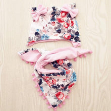 Load image into Gallery viewer, Baby Cotton Hat Autumn Winter Children Scarf Hat Sets Bowknot Ear Baby Girl Boy Warm Beanies Cap Neck Warmer Scarf Fleece Balaclava Hood Ski Mask Cold Weather Face Mask Neck Warmer Winter Nose Warmer