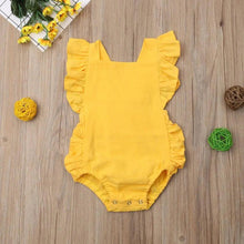 Load image into Gallery viewer, Baby Girl Ruffled Solid Color Sleeveless Backless Romper Jumpsuit Comfy Outfit Excellent Gift For Your Baby Girl