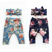 Load image into Gallery viewer, Baby Girls Floral Printed Elastic Waist Big Flower Bottoms Leggings Pants Toddler Trousers With Bow In Set For Girls And Baby and Newborn Baby