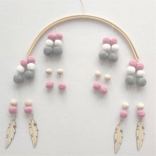 将图片加载到图库查看器,Baby Nordic Wooden Beads Wind Chimes with Wool Balls Nursery Mobile Crib Bed Bell Baby Bedroom Ceiling Wooden Beads Wind Chime Hanging Newborn Baby Bed Hanging Wind-bell Crib Tent Kids Room Decorations Ornaments