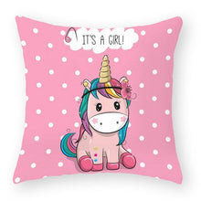 Load image into Gallery viewer, Baby Shower Unicorn Pillow Case Decorative Cute Pillowcase Pillow Protector Cushion Girl Unicorn Flowers Rose Pillow Case Sofa Bed Pillow Cover Prefect Gifts For Kids Party 45x45CM