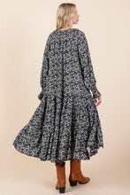 Load image into Gallery viewer, Printed Tie Neck Flounce Sleeve Midi Dress For Women β Fluttering, Feminine and Playful Midi Dress with Ruffled Details