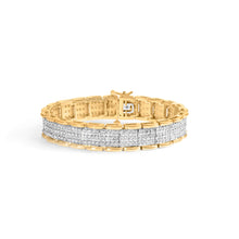 Load image into Gallery viewer, 10K Yellow Gold 5.00 Cttw Round-Cut Diamond Link 7" Bracelet (J-K Color, I1-I2 Clarity)