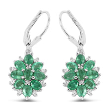 Load image into Gallery viewer, 3.04 Carat Genuine Zambian Emerald and White Zircon .925 Sterling Silver Earrings