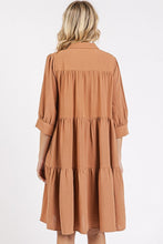 Load image into Gallery viewer, Button Detail Collared Neck Tiered Shirt Dress – Sophisticated and Versatile Dress with Classic Button Details and Flattering Tiered Silhouette