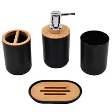 将图片加载到图库查看器,Bamboo Bathroom Accessories Set Plastic Bathroom Kit Soap Dispenser Toothbrush Cup Soap Dish Toilet Brush Holder Trash Can Bathroom Accessories Toothbrush Holder Toothbrush Cup Soap Dispenser Soap Dish Toilet Brush Holder Trash Can For Home Apartment