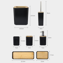将图片加载到图库查看器,Bamboo Bathroom Accessories Set Plastic Bathroom Kit Soap Dispenser Toothbrush Cup Soap Dish Toilet Brush Holder Trash Can Bathroom Accessories Toothbrush Holder Toothbrush Cup Soap Dispenser Soap Dish Toilet Brush Holder Trash Can For Home Apartment