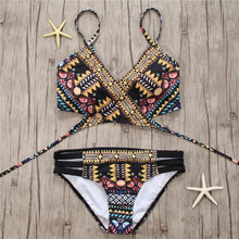 将图片加载到图库查看器,Bandage Bikini String Strappy Swim Wear Bathing Suit Swimsuit Beachwear Swimwear Women Bikini Women's Halter Bandage Bikini Strappy Bottom Two Piece Swimsuits