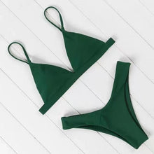 Load image into Gallery viewer, Bandage Bikini Swimwear Women's Bikini Swimsuit Ribbed Tie Side Bathing Suit Scrunch Butt String Thong Bikini Set