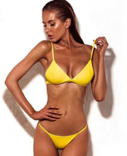 Load image into Gallery viewer, Bandage Bikini Swimwear Women's Bikini Swimsuit Ribbed Tie Side Bathing Suit Scrunch Butt String Thong Bikini Set