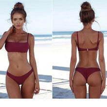 Load image into Gallery viewer, Bandage Bikini Swimwear Women's Bikini Swimsuit Ribbed Tie Side Bathing Suit Scrunch Butt String Thong Bikini Set