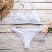 Load image into Gallery viewer, Bandage Bikini Swimwear Women's Bikini Swimsuit Ribbed Tie Side Bathing Suit Scrunch Butt String Thong Bikini Set