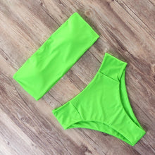 Load image into Gallery viewer, Bandage Bikini Swimwear Women Swimsuit High Waist Bikini Set Bathing Suit Push Up Women's Spaghetti Strap Bandeau Lace Up High Waist 2PCS Bikini Set