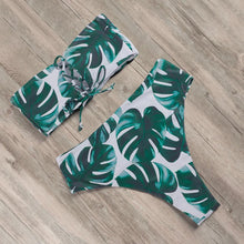 Load image into Gallery viewer, Bandage Bikini Swimwear Women Swimsuit High Waist Bikini Set Bathing Suit Push Up Women's Spaghetti Strap Bandeau Lace Up High Waist 2PCS Bikini Set