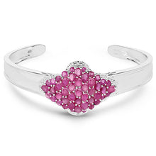 将图片加载到图库查看器,7.38 Carat Glass Filled Ruby, Ruby and White Topaz .925 Sterling Silver Bangle